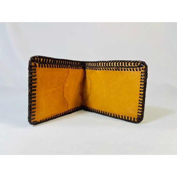 Vintage Hand Tooled 1950s/1960s Floral Leather Clutch Wallet Accessories - Picture 8 of 10